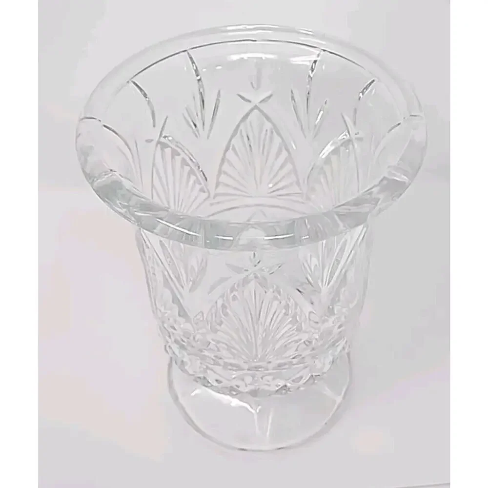 1970s Shannon Clear Lead Crystal Hurricane Vase Collectible Decorative Glass U25